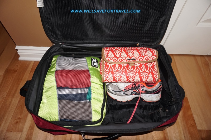 clothes in packing cubes