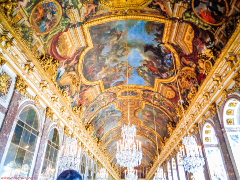 Ceiling in the hall of mirrors at palace of versailles
