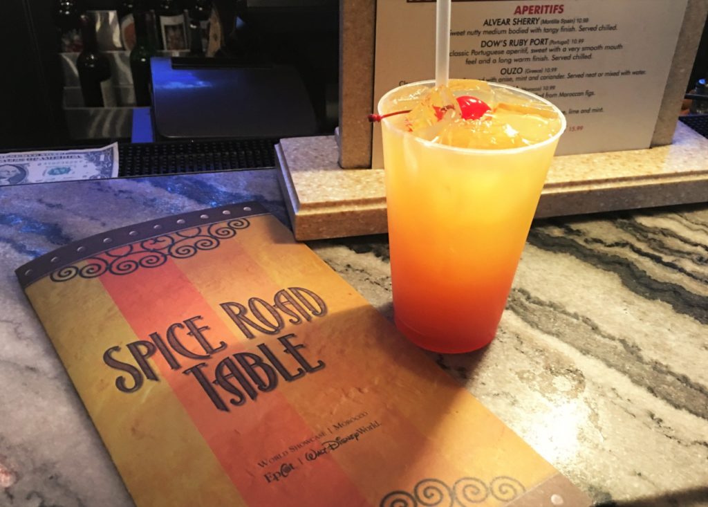 Spice Road Table Epcot menu and drink