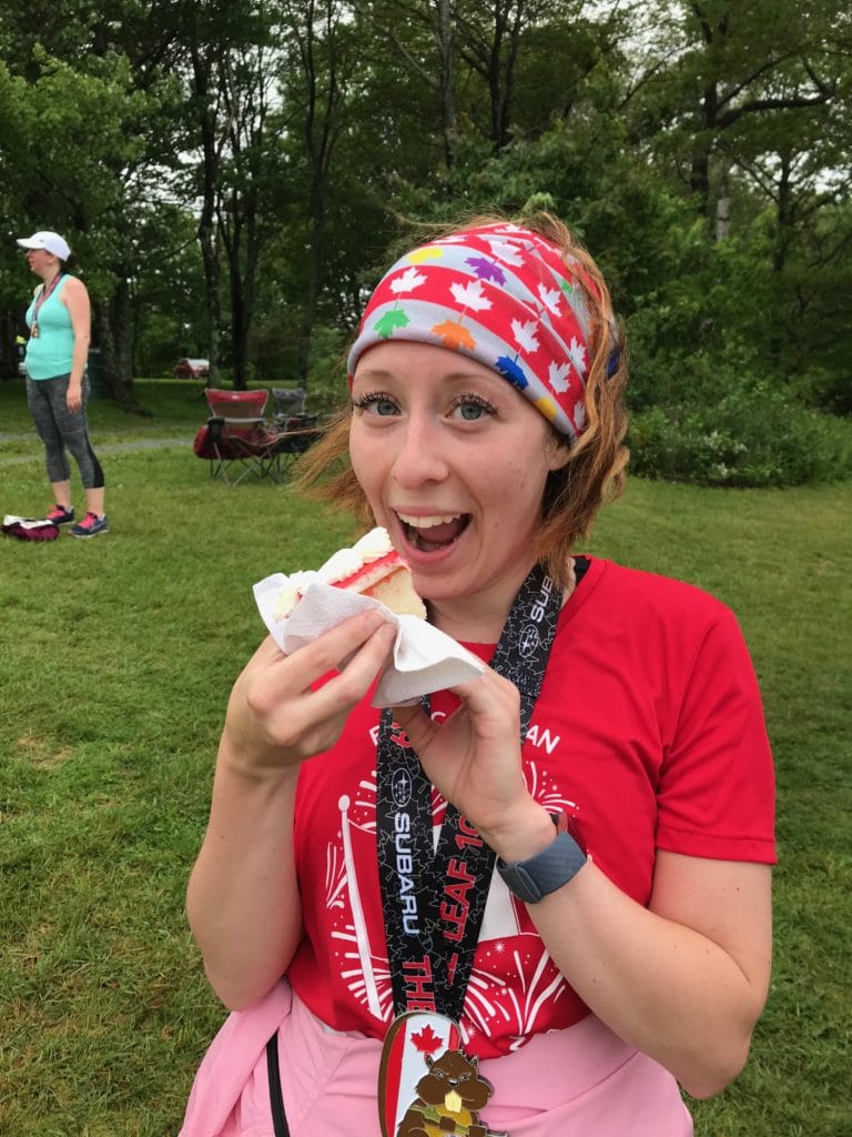 Eating cake after a 10K run