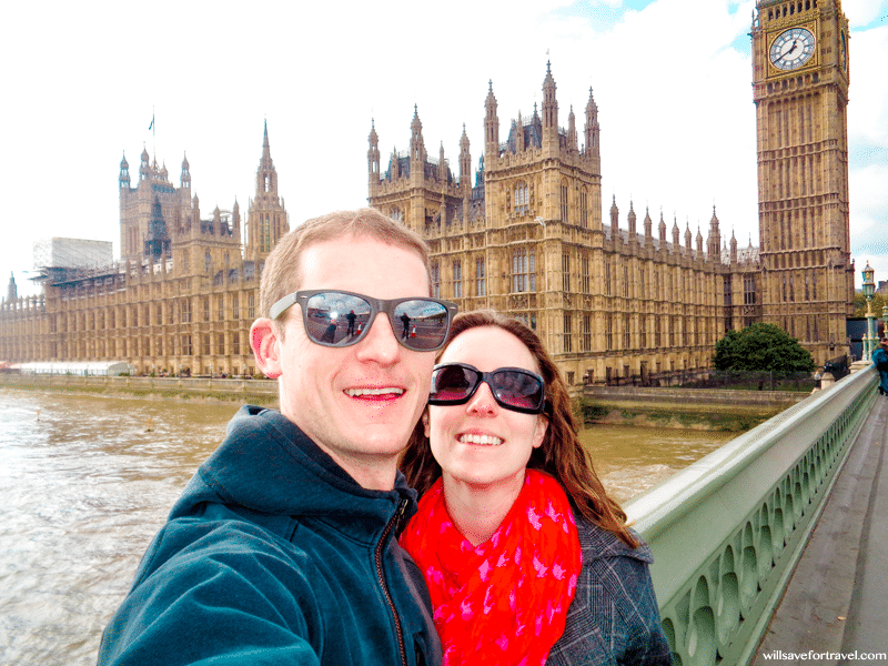 Jenn and Ryan in front of Big Ben, London, UK