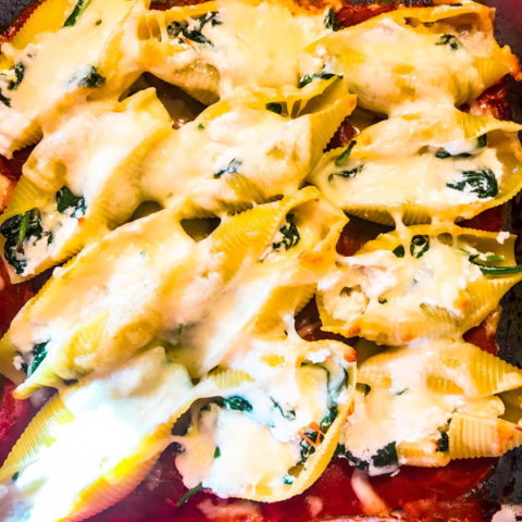 spinach and ricotta stuffed shells, baked