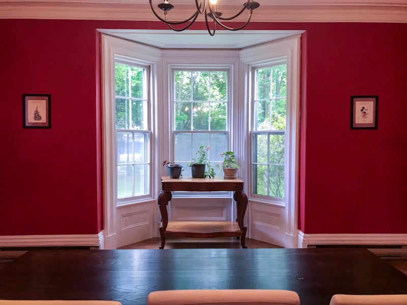 Benjamin Moore burnt peanut red with bump out window